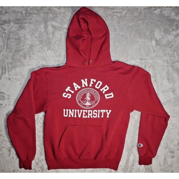 Stanford University Hoodie Pullover Sweatshirt Champion Red Men's Size Small - Picture 1 of 9